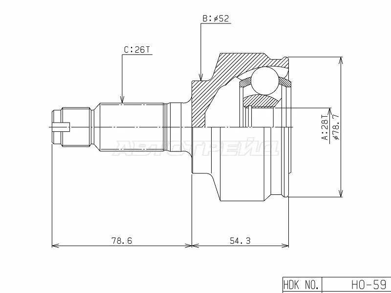 Шрус (Спереди/ Наруж) Honda Fit 01-13 / Fit Shuttle 11-15 - Артикул HO059 - Производитель Hdk - Фото, Отзывы, Цены 