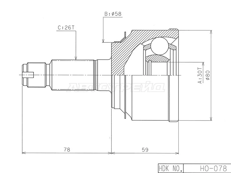 Шрус (Спереди/ Наруж) Honda Civic 05-12 / Stream 06-14 / Mobilio 01-08 - Артикул HO078 - Производитель Hdk - Фото, Отзывы, Цены 