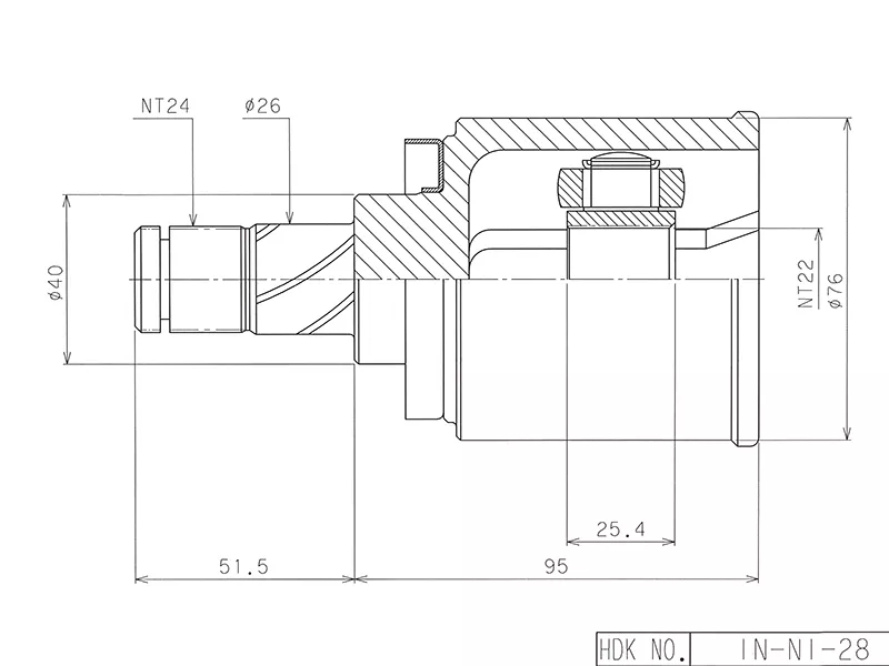 Шрус (Спереди/ Внутр) Nissan Almera 00-06 / Almera Classic 06-12 - Артикул INNI28 - Производитель Hdk - Фото, Отзывы, Цены 