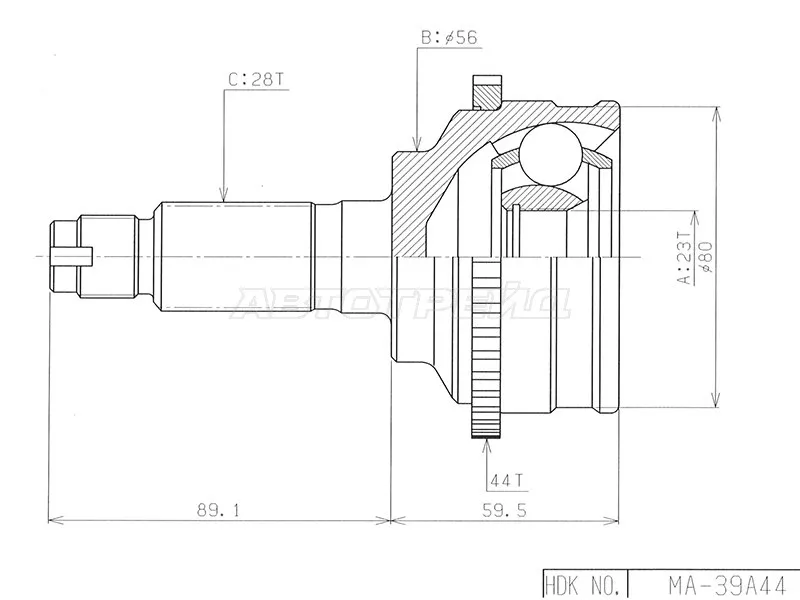 Шрус (Спереди/ Наруж) Mazda 626 97-02 / Capella 87-02 - Артикул MA039A44 - Производитель Hdk - Фото, Отзывы, Цены 
