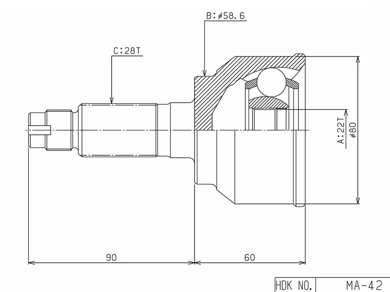 Шрус (Спереди/ Наруж) Mazda 3 03-13 / Axela 03-09 - Артикул MA042 - Производитель Hdk - Фото, Отзывы, Цены 