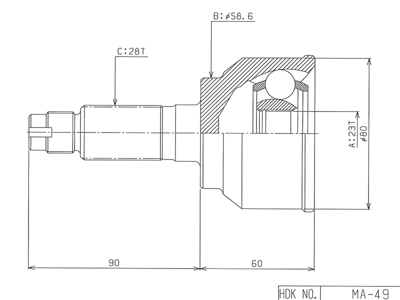 Шрус (Спереди/ Наруж) Mazda 3 03-09 / Axela 03-09 - Артикул MA049 - Производитель Hdk - Фото, Отзывы, Цены 
