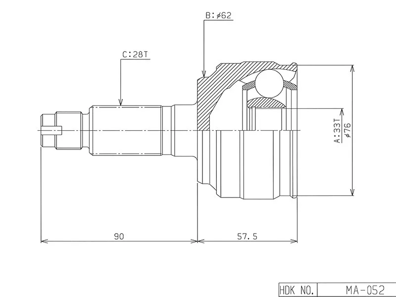 Шрус (Спереди/ Наруж) Mazda 6 07-12 / Atenza 07-12 - Артикул MA052 - Производитель Hdk - Фото, Отзывы, Цены 