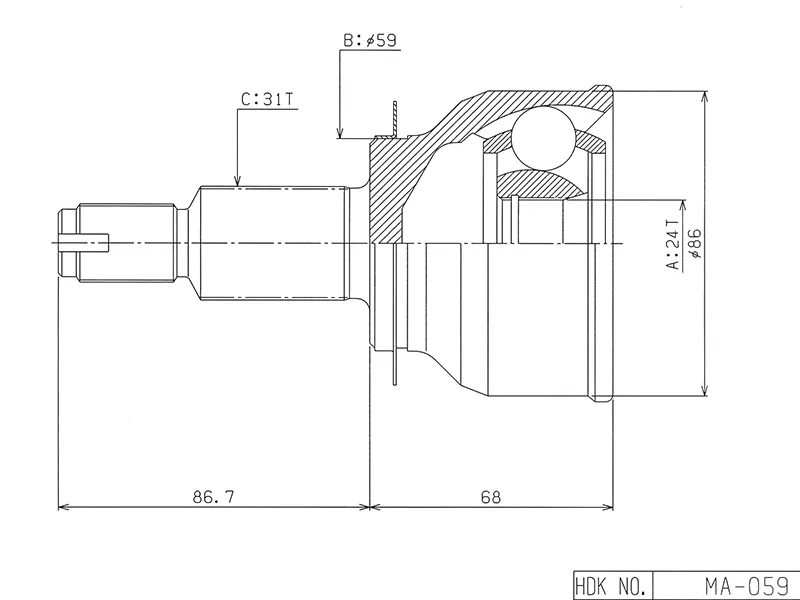 Шрус (Спереди/ Наруж) Mazda 6 12- / CX-5 11-17 - Артикул MA059 - Производитель Hdk - Фото, Отзывы, Цены 