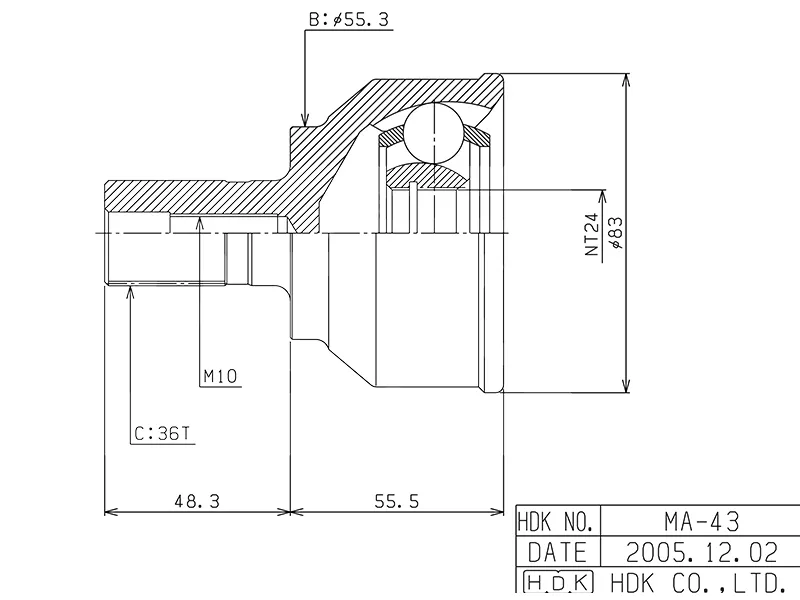 Шрус (Спереди/ Наруж) Mazda 3 03-09 / Axela 03-09 - Артикул MA43 - Производитель Hdk - Фото, Отзывы, Цены 