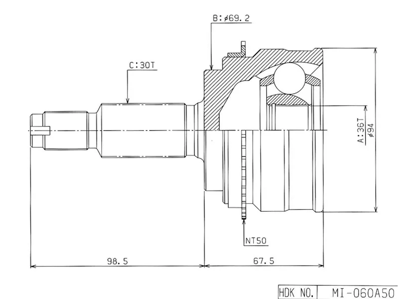 Шрус (Спереди/ Наруж) Mitsubishi Pajero 06-20 / Montero 06 - Артикул MI060A50 - Производитель Hdk - Фото, Отзывы, Цены 