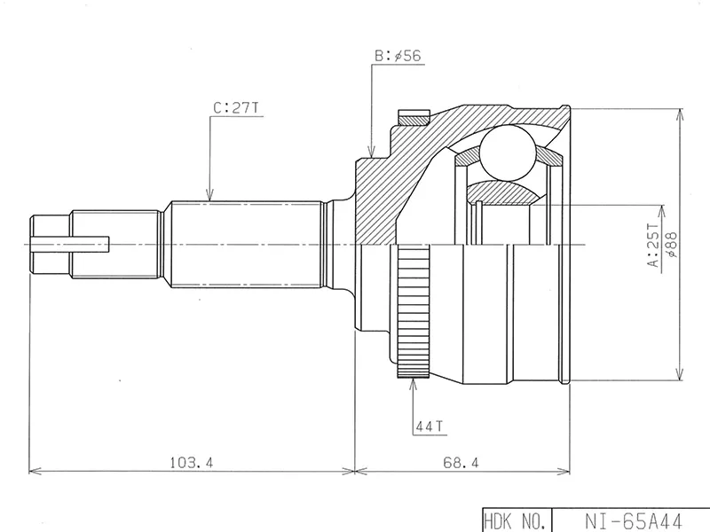 Шрус (Спереди/ Наруж) Nissan Almera 95-00 / Primera 95-08 - Артикул NI065A44 - Производитель Hdk - Фото, Отзывы, Цены 