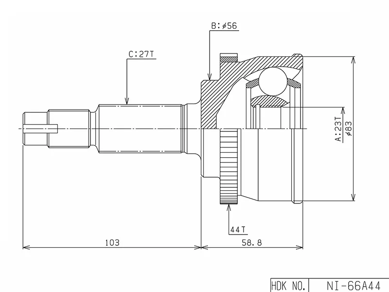 Шрус (Спереди/ Наруж) Nissan Primera 95-02 / Altima 92-01 - Артикул NI066A44 - Производитель Hdk - Фото, Отзывы, Цены 