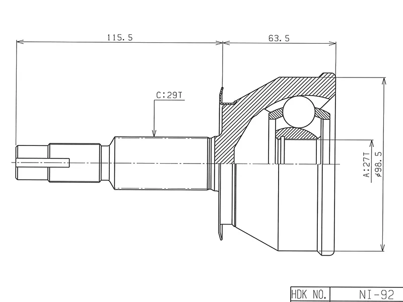 Шрус (Спереди/ Наруж) Nissan Pathfinder 04-14 / Navara 04-15 - Артикул NI092 - Производитель Hdk - Фото, Отзывы, Цены 