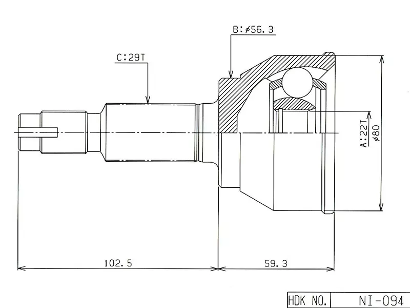 Шрус (Спереди/ Наруж) Nissan Juke 10-20 - Артикул NI094 - Производитель Hdk - Фото, Отзывы, Цены 