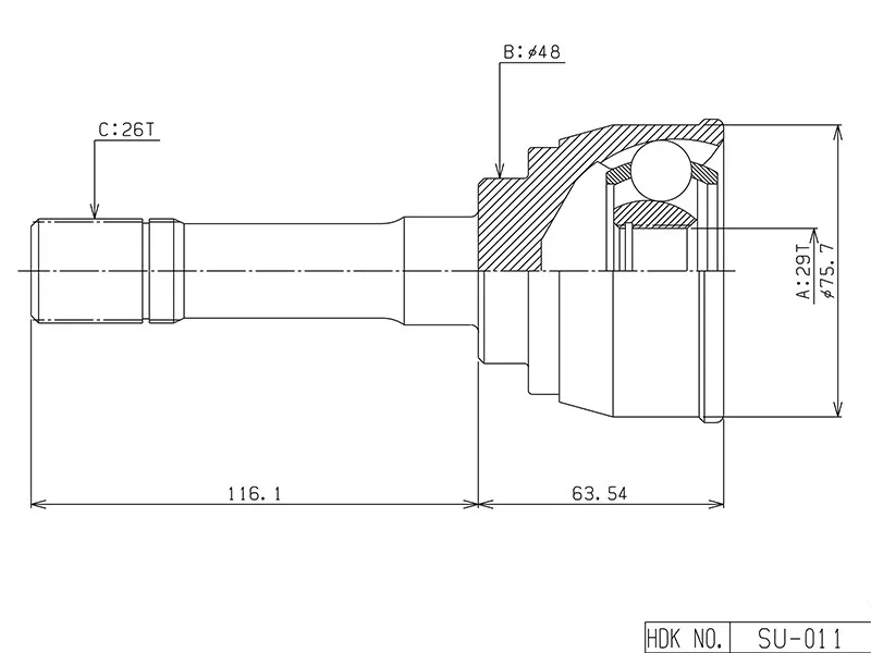 Шрус (Спереди/ Наруж) Suzuki Escudo 97-00 / Grand Vitara 97-05 - Артикул SU011 - Производитель Hdk - Фото, Отзывы, Цены 