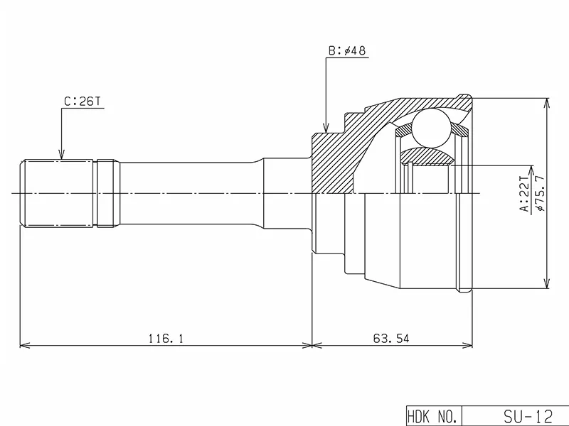 Шрус (Спереди/ Наруж) Suzuki Escudo 88-97 / Vitara 88-99 - Артикул SU012 - Производитель Hdk - Фото, Отзывы, Цены 