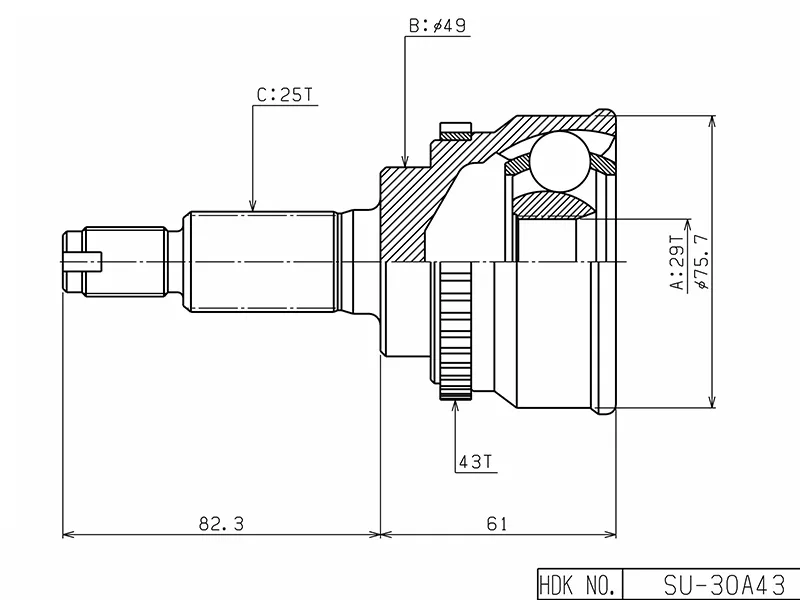Шрус (Спереди/ Наруж) Suzuki Swift 03-16 - Артикул SU030A43 - Производитель Hdk - Фото, Отзывы, Цены 