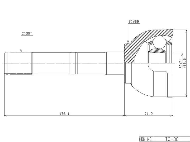 Шрус (Спереди/ Наруж) Toyota Land Cruiser (J80) 89-97 - Артикул TO030 - Производитель Hdk - Фото, Отзывы, Цены 