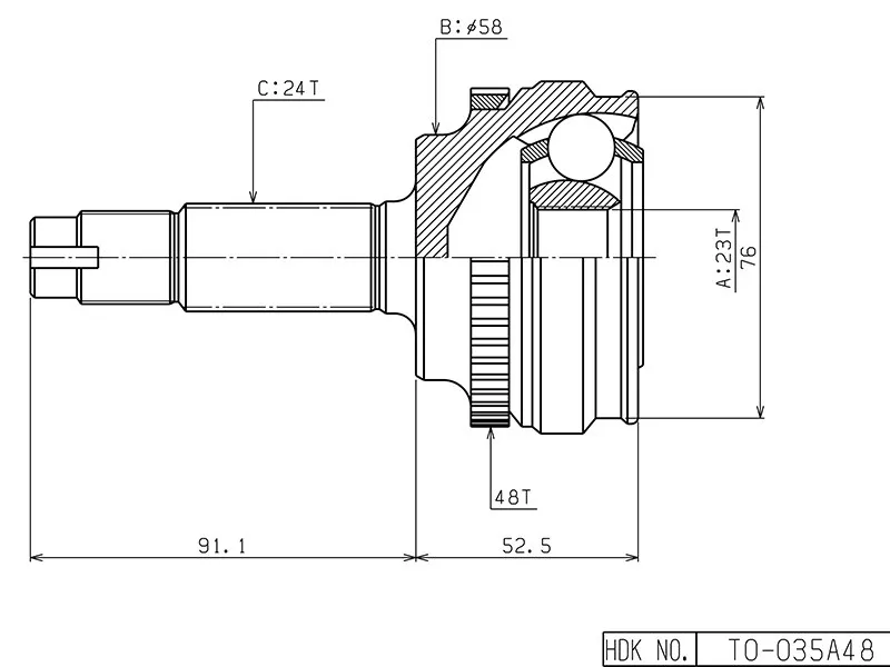 Шрус (Спереди/ Наруж) Toyota Probox 02-14 / Vitz 99-05 - Артикул TO035A48 - Производитель Hdk - Фото, Отзывы, Цены 
