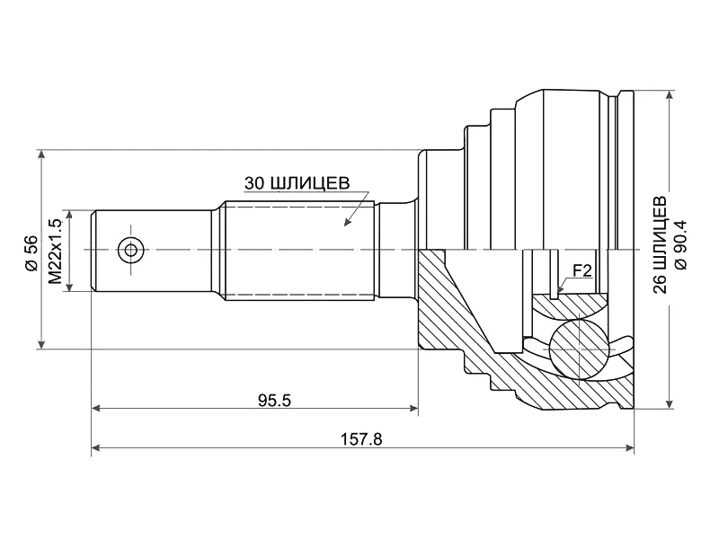 Шрус (Спереди/ Наруж) Lexus RX 03-09 / Toyota Avalon 94-04 - Артикул TO069 - Производитель Hdk - Фото, Отзывы, Цены 