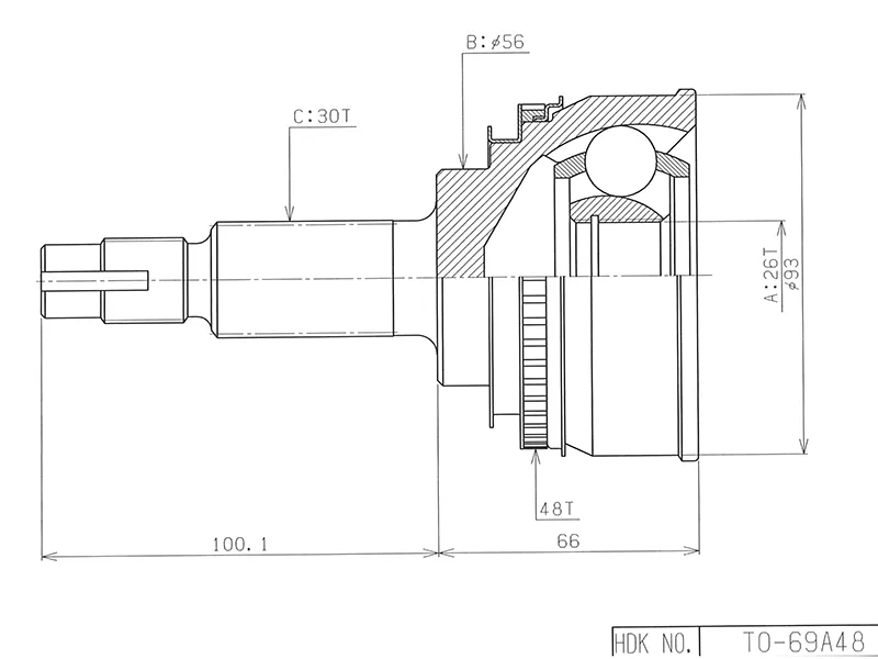 Шрус (Спереди/ Наруж) Lexus RX 03-09 / Toyota Avalon 94-04 - Артикул TO069A48 - Производитель Hdk - Фото, Отзывы, Цены 