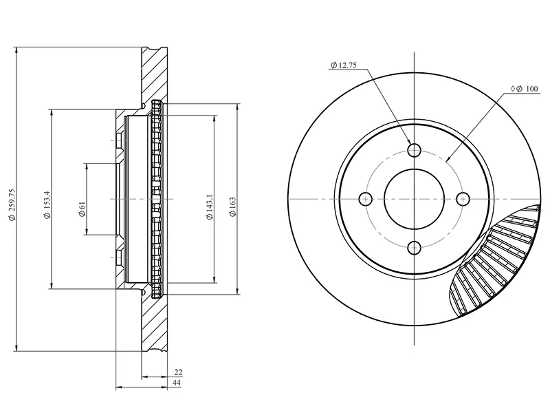 Диск тормозной (Спереди) Nissan AD 06- / March 02-10 - Артикул HSDB0129 - Производитель Hosu - Фото, Отзывы, Цены 