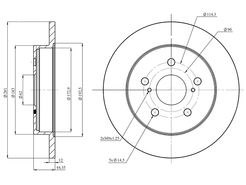 Диск тормозной (Сзади) Toyota Camry (XV50,XV70) 17-21 / C-HR 16-23 - Артикул HSDB0140 - Производитель Hosu - Фото, Отзывы, Цены 
