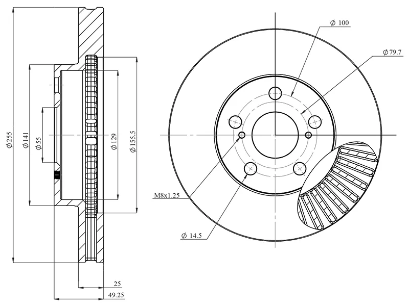 Диск тормозной (Спереди) Toyota Allion (T240) 01-07 / Caldina 92-02 - Артикул HSDB0176 - Производитель Hosu - Фото, Отзывы, Цены 