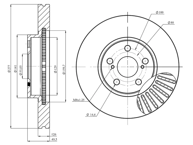 Диск тормозной (Спереди) Toyota Avensis (T250) 03-08 - Артикул HSDB0189 - Производитель Hosu - Фото, Отзывы, Цены 