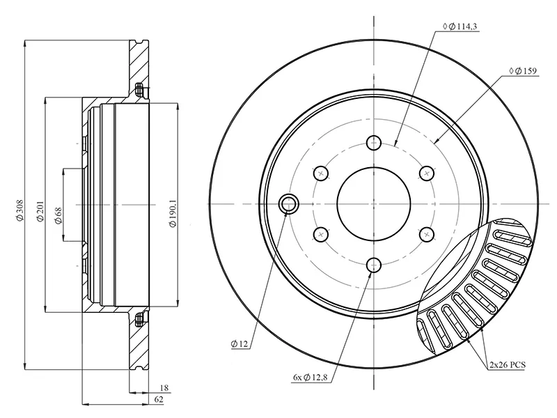 Диск тормозной (Сзади) Nissan Pathfinder 04-17 / Navara 04-15 - Артикул HSDB0198 - Производитель Hosu - Фото, Отзывы, Цены 