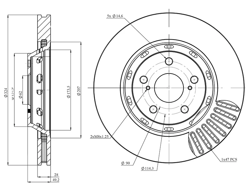 Диск тормозной (Спереди) Toyota Venza 08 - Артикул HSDB0199 - Производитель Hosu - Фото, Отзывы, Цены 