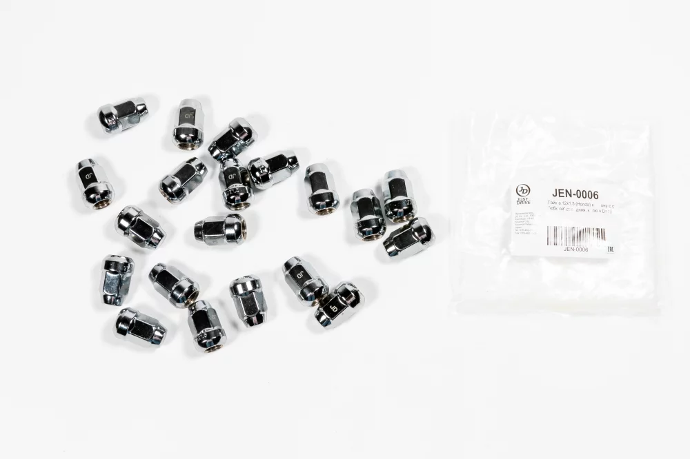 Гайка 12x1.5 (Honda) конус с "юбкой",средняя, ключ D=19 - Артикул JEN0006 - Производитель Just Drive - Фото, Отзывы, Цены 