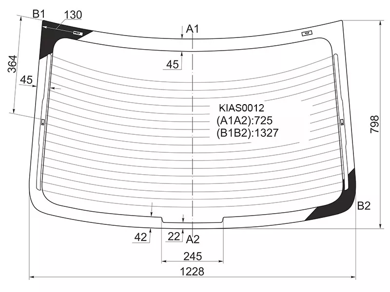 Стекло заднее (Цвет зеленый/ Обогрев/ 4D SED) Kia Rio 11-17 - Артикул KIAS0012 - Производитель kmk - Фото, Отзывы, Цены 