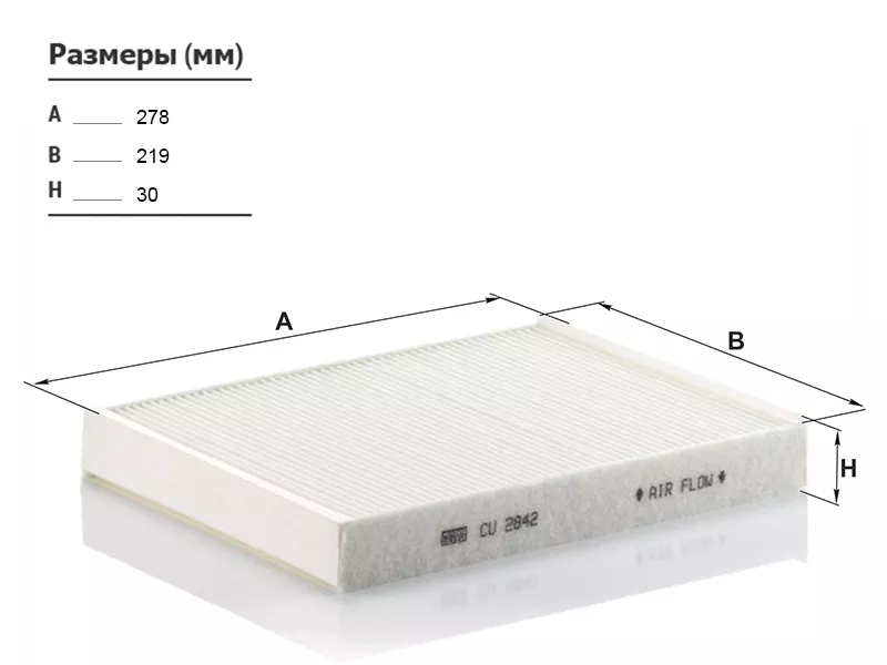 Фильтр салона VOLKSWAGEN TRANSPORTER T5 03-/TOUAREG 03 - Артикул CU2842 - Производитель Mann - Фото, Отзывы, Цены 