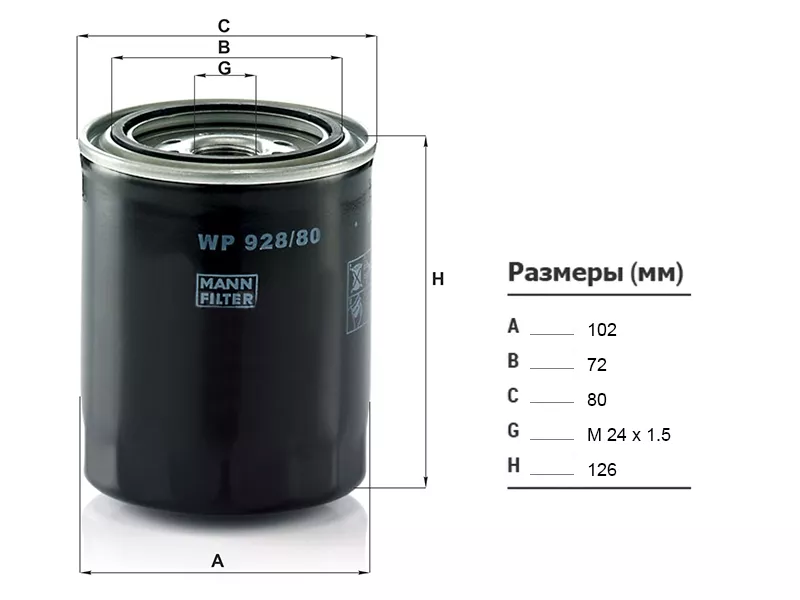 Фильтр масляный TOYOTA 1HZ,1KZTE - Артикул WP92880 - Производитель Mann - Фото, Отзывы, Цены 