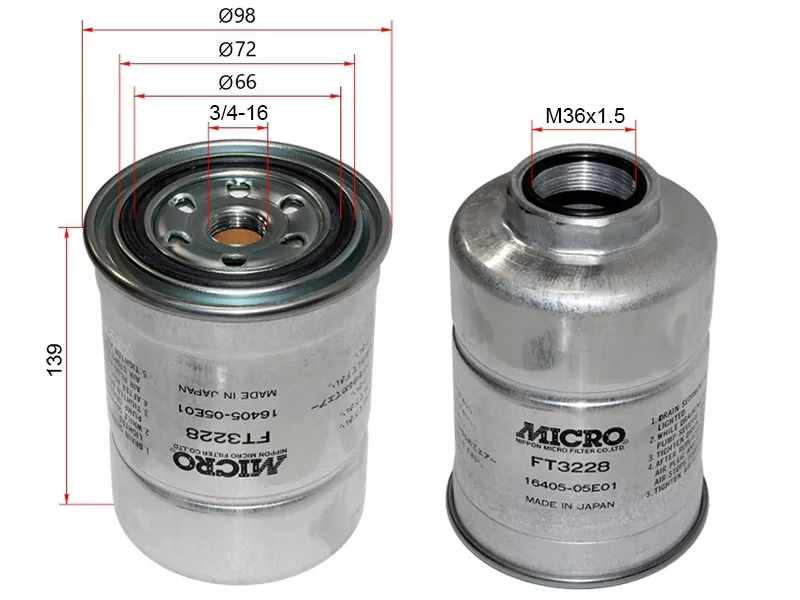 Фильтр топливный NISSAN WINGROAD/AD 99-03/ ALMERA CD20, YD22DDT/ELGRAND- дизель - Артикул FT3228 - Производитель Micro - Фото, Отзывы, Цены 