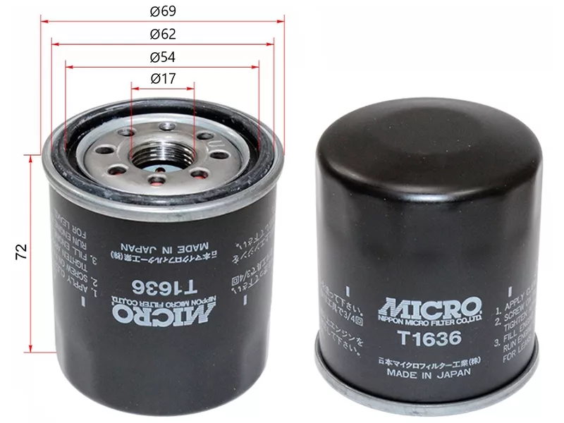 Фильтр масляный TOYOTA A,E,S,NZ,ZZFE 90 - Артикул T1636 - Производитель Micro - Фото, Отзывы, Цены 