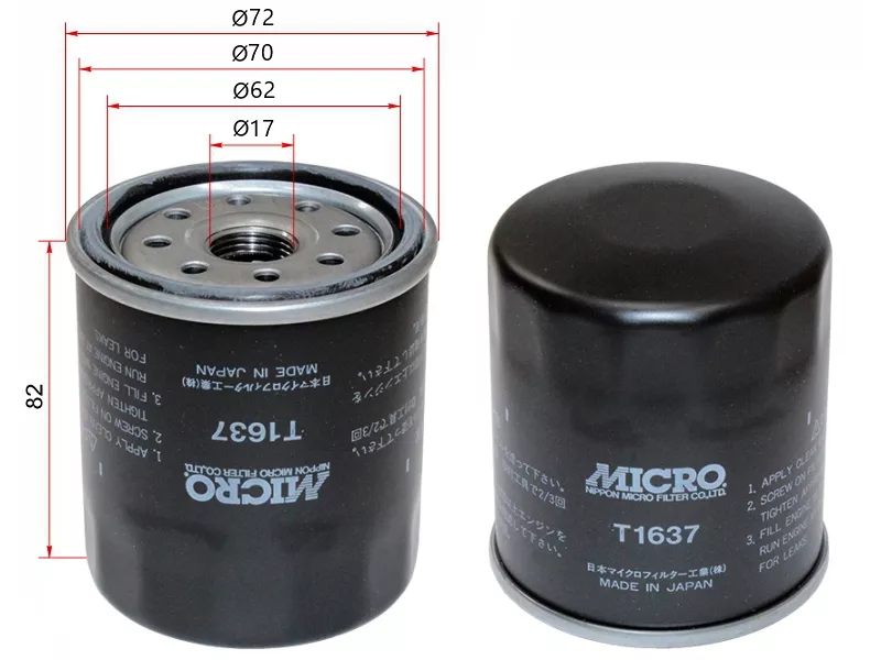 Фильтр масляный TOYOTA 1GFE,#JZ#,1,2MZFE 92 - Артикул T1637 - Производитель Micro - Фото, Отзывы, Цены 