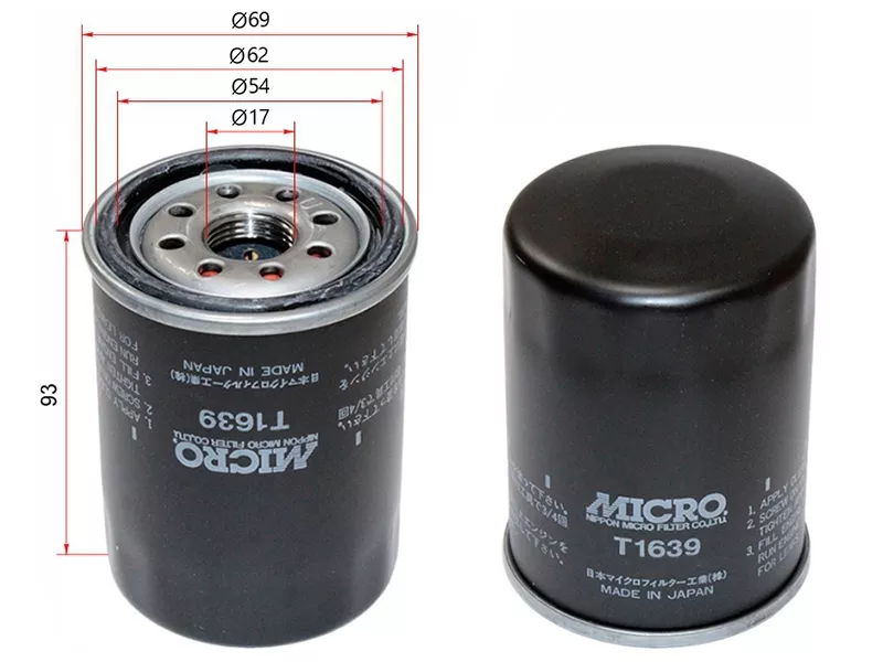 Фильтр масляный TOYOTA #AZF#,#GE,#GTE 90 - Артикул T1639 - Производитель Micro - Фото, Отзывы, Цены 