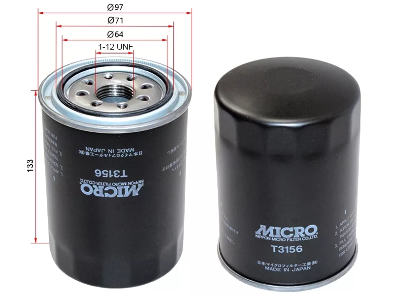 Фильтр масляный NISSAN CD17, CD20, TD27#,RD28, LD20, LD23 - Артикул T3156 - Производитель Micro - Фото, Отзывы, Цены 