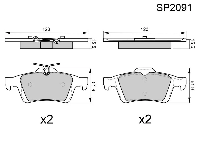 Колодки тормозные (Сзади) Citroen C5 08-17 / Ford Focus 04 - Артикул SP2091 - Производитель Sangsin - Фото, Отзывы, Цены 
