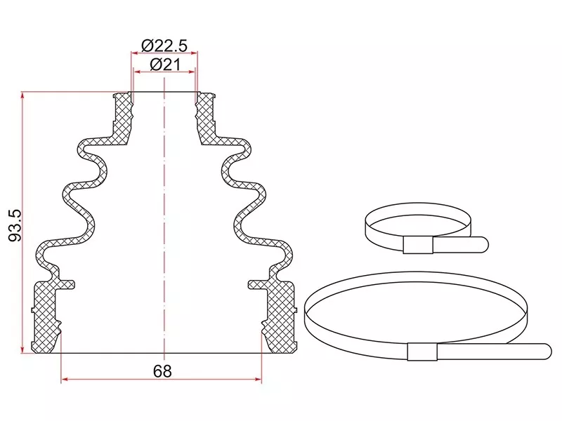 Пыльник шруса внутренний FR MAZDA CX-5 (2 хомута. резина) - Артикул BKFD021 - Производитель Sat - Фото, Отзывы, Цены 