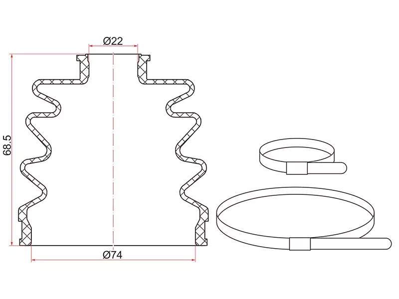 Пыльник шруса (2 хомута. резина) - Артикул C1045 - Производитель Sat - Фото, Отзывы, Цены 