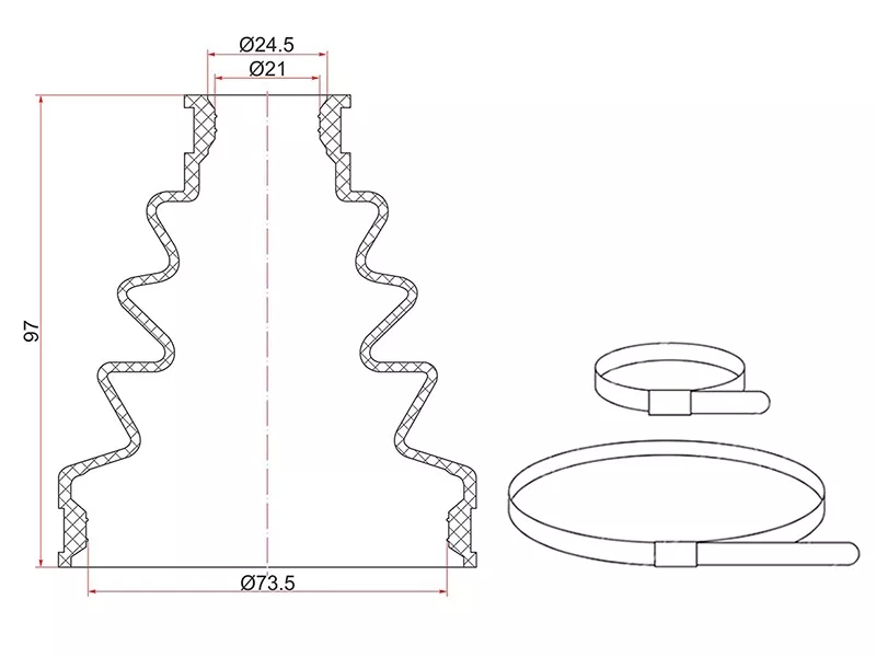 Пыльник шруса внутренний FR HONDA CR-V RD1 (2 хомута. резина) - Артикул C1150 - Производитель Sat - Фото, Отзывы, Цены 