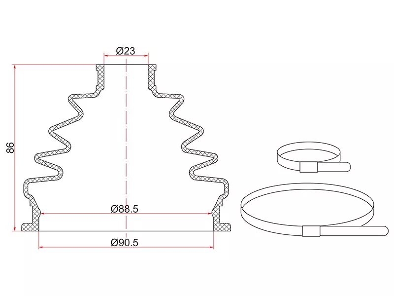 Пыльник шрус наружный VOLKSWAGEN PASSAT 98- (2 хомута. резина) - Артикул C1163 - Производитель Sat - Фото, Отзывы, Цены 