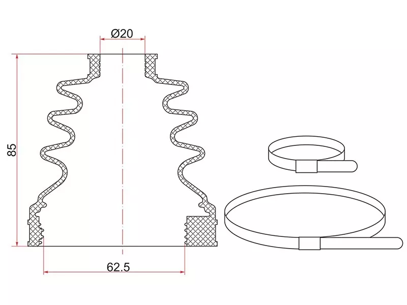 Пыльник шруса внутренний FR MITSUBISHI LANCER X (2 хомута. резина) - Артикул C1609T - Производитель Sat - Фото, Отзывы, Цены 