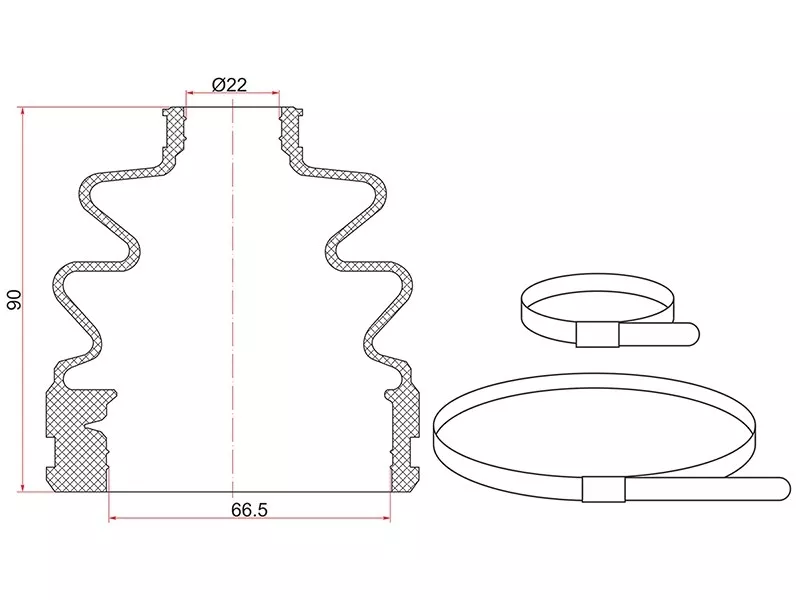 Пыльник шруса внутренний FR HYUNDAI TUCSON 04- (2 хомута. резина) - Артикул C1688T - Производитель Sat - Фото, Отзывы, Цены 