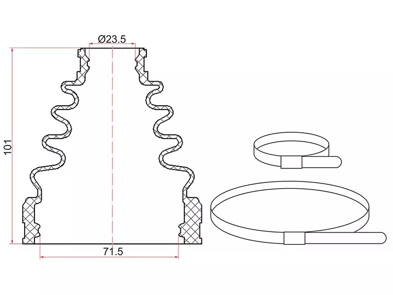 Пыльник шруса внутренний FR TOYOTA CAMRY A##50 (2 хомута. резина) - Артикул C1715T - Производитель Sat - Фото, Отзывы, Цены 