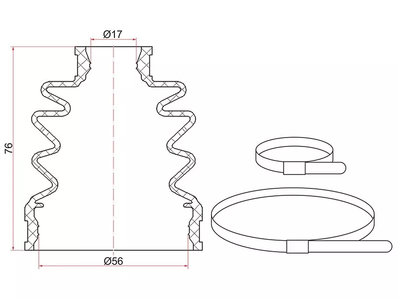 Пыльник шруса внутренний RR HONDA CR-V RD5 (2 хомута. резина) - Артикул C1717 - Производитель Sat - Фото, Отзывы, Цены 