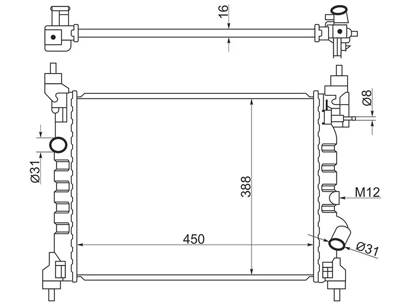 Радиатор Chevrolet Spark 10-16 / Ravon R2 16-20 - Артикул CH00021 - Производитель Sat - Фото, Отзывы, Цены 