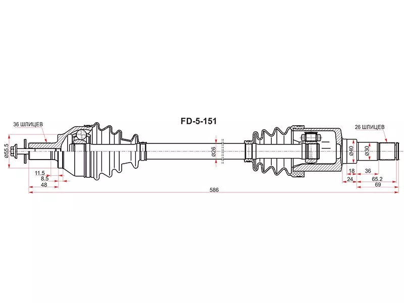 Вал приводной левый FORD C-MAX/FOCUS II 05-11 - Артикул FD5151 - Производитель Sat - Фото, Отзывы, Цены 