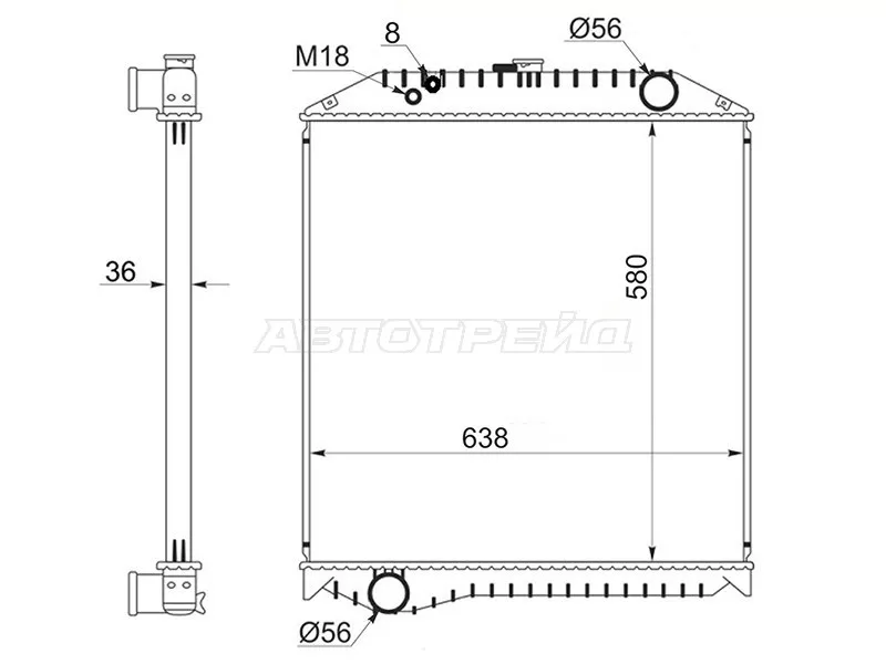 Радиатор Hino Ranger 92-05 - Артикул HI0001 - Производитель Sat - Фото, Отзывы, Цены 