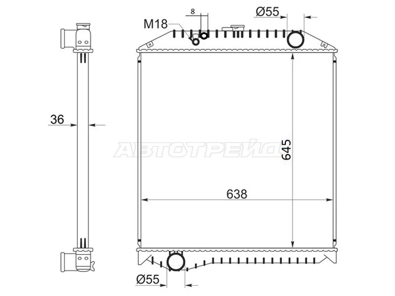 Радиатор Hino Ranger 92-05 - Артикул HI00011 - Производитель Sat - Фото, Отзывы, Цены 