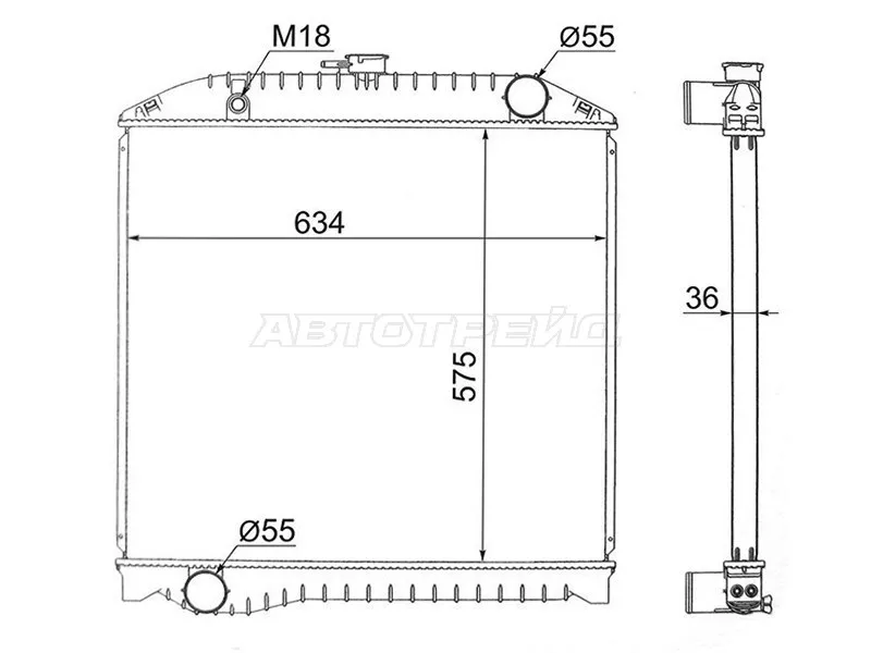 Радиатор Hino Ranger 92-05 - Артикул HI0002 - Производитель Sat - Фото, Отзывы, Цены 